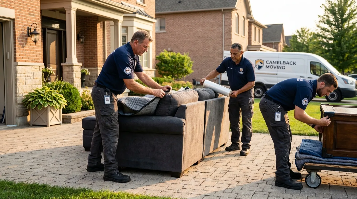Large estate moving crew wrapping furniture in Prudenville, MI